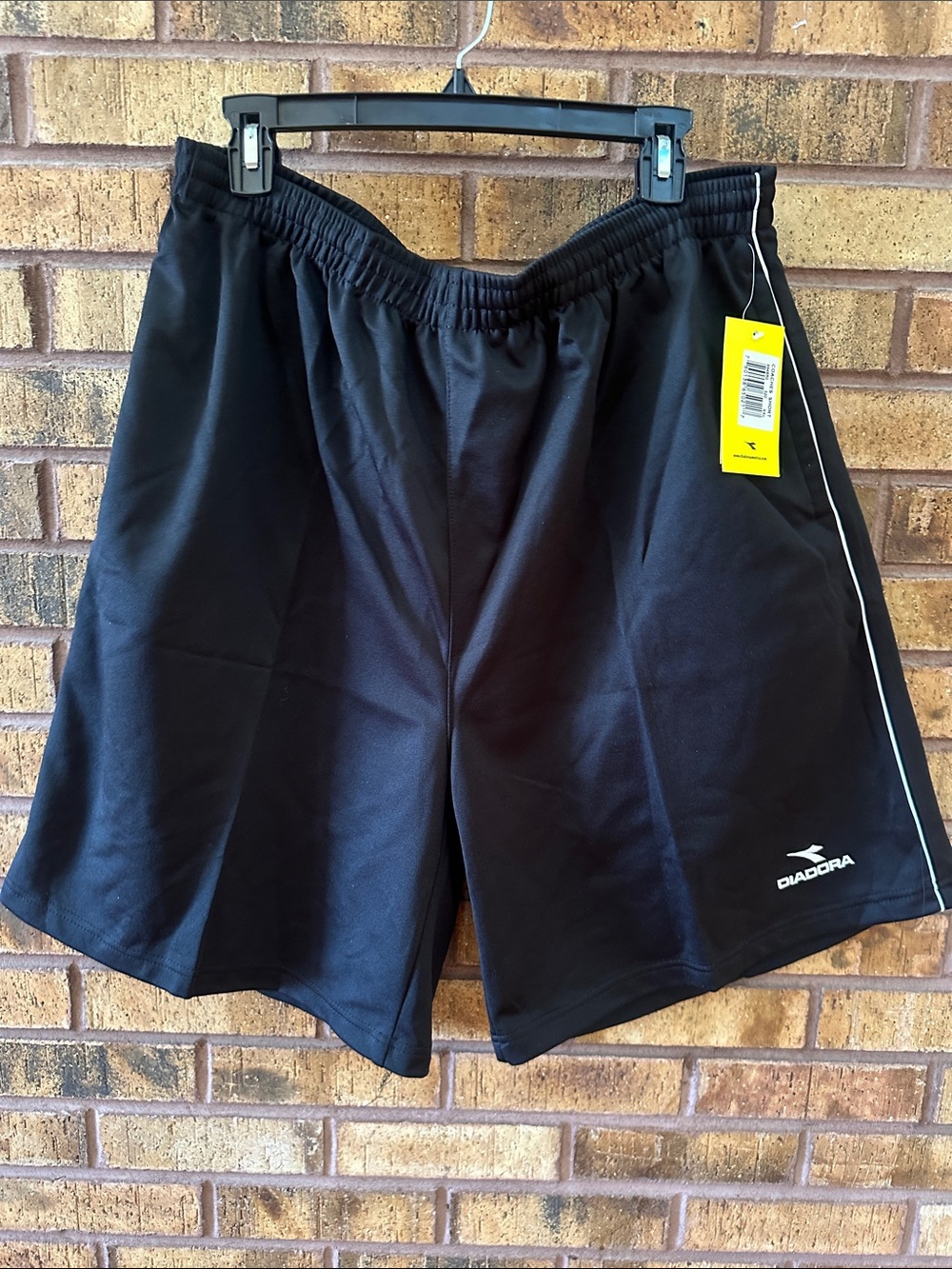 Diadora Black Athletic Shorts with White Side Piping